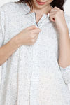 Coucou Maternity & Nursing Woven Mid Length Printed Loungewear Dress With Front Zipper - Bright White — thumbnail 5