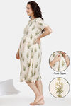 Coucou Maternity & Nursing Woven Mid Length Loungewear Dress With Front Zipper - Cloud Cream — thumbnail 1