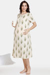 Coucou Maternity & Nursing Woven Mid Length Loungewear Dress With Front Zipper - Cloud Cream — thumbnail 4