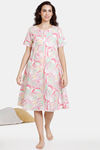 Coucou Maternity Woven Mid Length Loungewear Dress - Fuchsia Pink — thumbnail 2