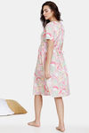 Coucou Maternity Woven Mid Length Loungewear Dress - Fuchsia Pink — thumbnail 3