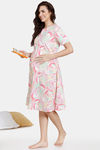 Coucou Maternity Woven Mid Length Loungewear Dress - Fuchsia Pink — thumbnail 4