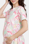 Coucou Maternity Woven Mid Length Loungewear Dress - Fuchsia Pink — thumbnail 6