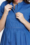 Coucou Maternity & Nursing Woven Mid Length Loungewear Dress With Front Open - Classic Blue — thumbnail 5