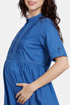 Coucou Maternity & Nursing Woven Mid Length Loungewear Dress With Front Open - Classic Blue — thumbnail 6