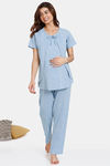 Coucou Woven Maternity Pyjama Set - Crystal Blue — thumbnail 2