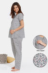 Coucou Woven Maternity Pyjama Set - White Smoke — thumbnail 1