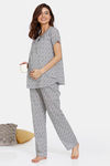Coucou Woven Maternity Pyjama Set - White Smoke — thumbnail 4