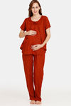 Coucou Maternity Woven Pyjama Set With Discreet Feeding - Cocoa Brown — thumbnail 4