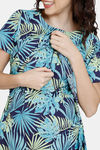Coucou Maternity Woven Full Length Loungewear Dress With Front Zipper And Discreet Feeding - Navy Cosmos — thumbnail 5