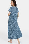 Coucou Maternity Woven Full Length Loungewear Dress With Front Zipper And Discreet Feeding - Pageant Blue — thumbnail 3
