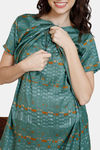 Coucou Maternity Woven Full Length Loungewear Dress With Front Zipper And Discreet Feeding - Spearmint — thumbnail 5