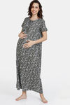 Coucou Maternity Woven Full Length Loungewear Dress With Front Zipper And Discreet Feeding - Hot Fudge — thumbnail 2