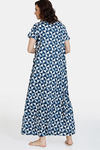 Coucou Maternity Woven Full Length Loungewear Dress With Front Zipper And Discreet Feeding - Navy Peony — thumbnail 3