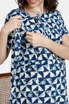 Coucou Maternity Woven Full Length Loungewear Dress With Front Zipper And Discreet Feeding - Navy Peony — thumbnail 6