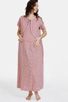 Coucou Maternity Woven Full Length Loungewear Dress With Front Zipper And Discreet Feeding - Pink Tint — thumbnail 2
