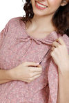 Coucou Maternity Woven Full Length Loungewear Dress With Front Zipper And Discreet Feeding - Pink Tint — thumbnail 5