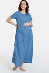 Coucou Maternity Woven Full Length Loungewear Dress With Front Zipper And Discreet Feeding - Porcelain Blue — thumbnail 2
