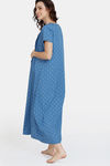 Coucou Maternity Woven Full Length Loungewear Dress With Front Zipper And Discreet Feeding - Porcelain Blue — thumbnail 3