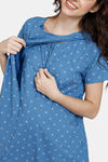 Coucou Maternity Woven Full Length Loungewear Dress With Front Zipper And Discreet Feeding - Porcelain Blue — thumbnail 5
