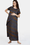 Coucou Maternity Woven Full Length Loungewear Dress With Front Zipper And Discreet Feeding - Thunderstorm — thumbnail 2