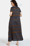 Coucou Maternity Woven Full Length Loungewear Dress With Front Zipper And Discreet Feeding - Thunderstorm — thumbnail 3