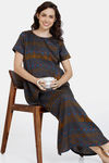 Coucou Maternity Woven Full Length Loungewear Dress With Front Zipper And Discreet Feeding - Thunderstorm — thumbnail 4