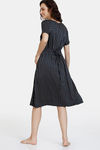Coucou Maternity & Nursing Woven Mid Length Loungewear Dress Front Open Button - Black Beauty — thumbnail 3