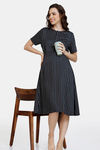 Coucou Maternity & Nursing Woven Mid Length Loungewear Dress Front Open Button - Black Beauty — thumbnail 4