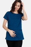 Coucou Cotton Maternity Top With Front Zipper And Discreet Feeding - Estate Blue — thumbnail 2