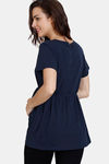 Coucou Bamboo Cotton Maternity & Nursing Top - Front Open Button - Blue Depths — thumbnail 3