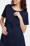 Coucou Bamboo Cotton Maternity & Nursing Top - Front Open Button - Blue Depths — thumbnail 5