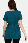 Coucou Bamboo Cotton Maternity & Nursing Top - Front Open Button - Evergreen — thumbnail 3