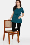 Coucou Bamboo Cotton Maternity & Nursing Top - Front Open Button - Evergreen — thumbnail 4