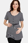 Coucou Bamboo Cotton Maternity & Nursing Top - Front Open Button - Jet Black — thumbnail 2