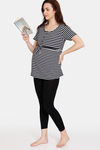 Coucou Bamboo Cotton Maternity & Nursing Top - Front Open Button - Jet Black — thumbnail 4
