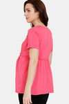 Coucou Bamboo Cotton Maternity & Nursing Top - Front Open Button - Paradise Pink — thumbnail 3