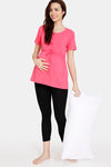 Coucou Bamboo Cotton Maternity & Nursing Top - Front Open Button - Paradise Pink — thumbnail 4
