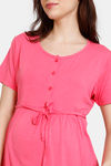 Coucou Bamboo Cotton Maternity & Nursing Top - Front Open Button - Paradise Pink — thumbnail 5