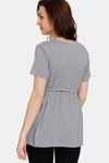Coucou Bamboo Cotton Maternity & Nursing Top - Front Open Button - Ultimate Gray — thumbnail 3