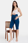 Coucou Cotton Maternity Knee Length Shorts - Estate Blue — thumbnail 4