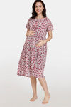 Coucou Maternity Woven Mid Length Nightdress With Discreet Feeding - Redwood — thumbnail 2
