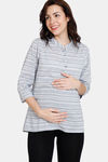Coucou Maternity Woven Top - Silver Gray — thumbnail 2