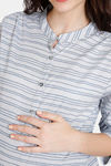 Coucou Maternity Woven Top - Silver Gray — thumbnail 5