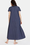 Coucou Maternity Woven Full Length Nightdress With Discreet Feeding- Patriot Blue — thumbnail 3