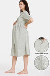 Coucou Maternity Woven Mid Length Nightdress With Discreet Feeding - Viridian Green — thumbnail 1
