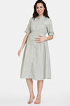 Coucou Maternity Woven Mid Length Nightdress With Discreet Feeding - Viridian Green — thumbnail 2