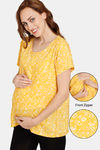 Coucou Maternity Woven Loungewear Top With Discreet Feeding - Primrose Yellow — thumbnail 1