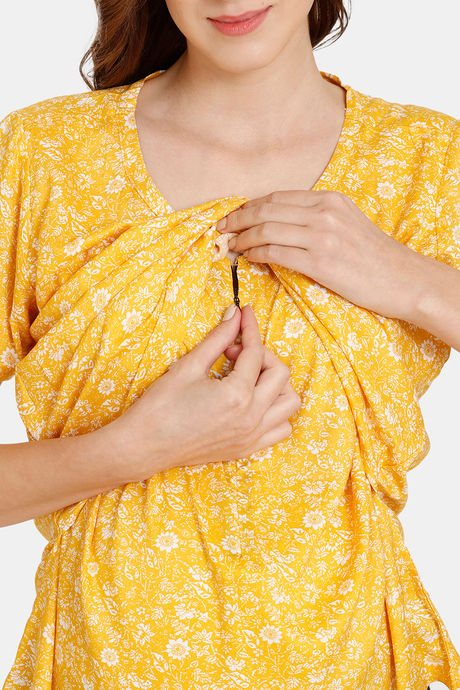 Coucou Maternity Woven Loungewear Top With Discreet Feeding - Primrose Yellow — image 6