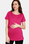 Coucou Maternity Knit Cotton Top With Discreet Feeding - Pink Yarrow — thumbnail 2